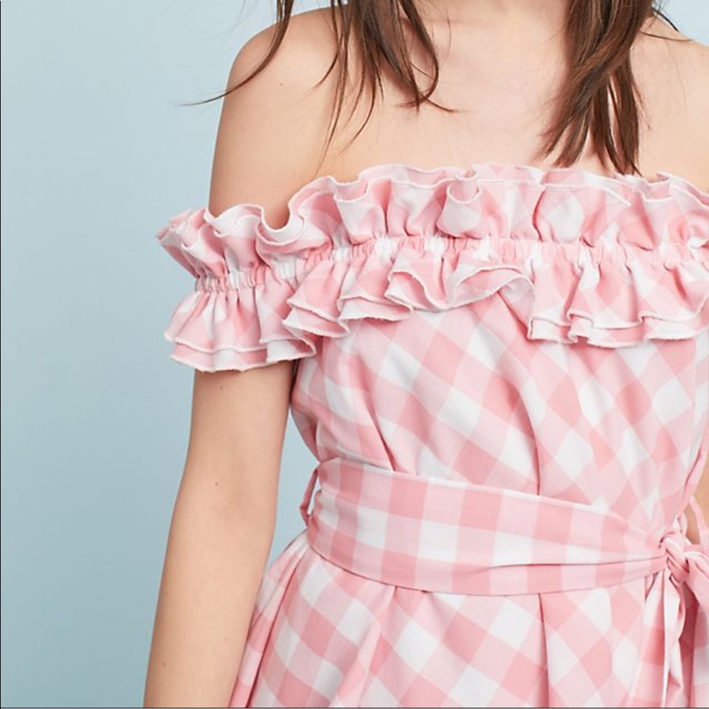 Anthropologie Steele Pink Gingham Dress - Picture 4 of 10